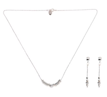 Set collar y aretes con casquillos y esferas